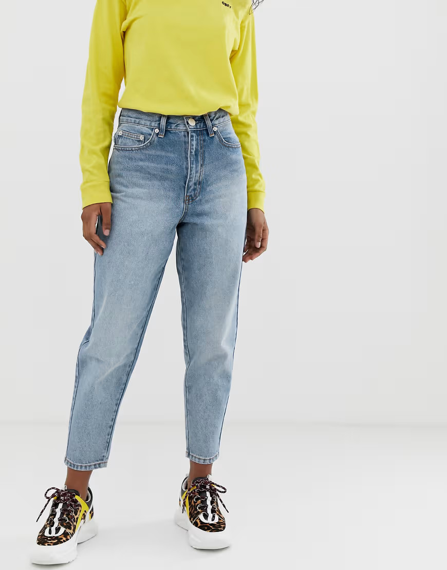 ASOS DESIGN Balloon leg boyfriend jeans in light vintage wash blue | ASOS (Global)
