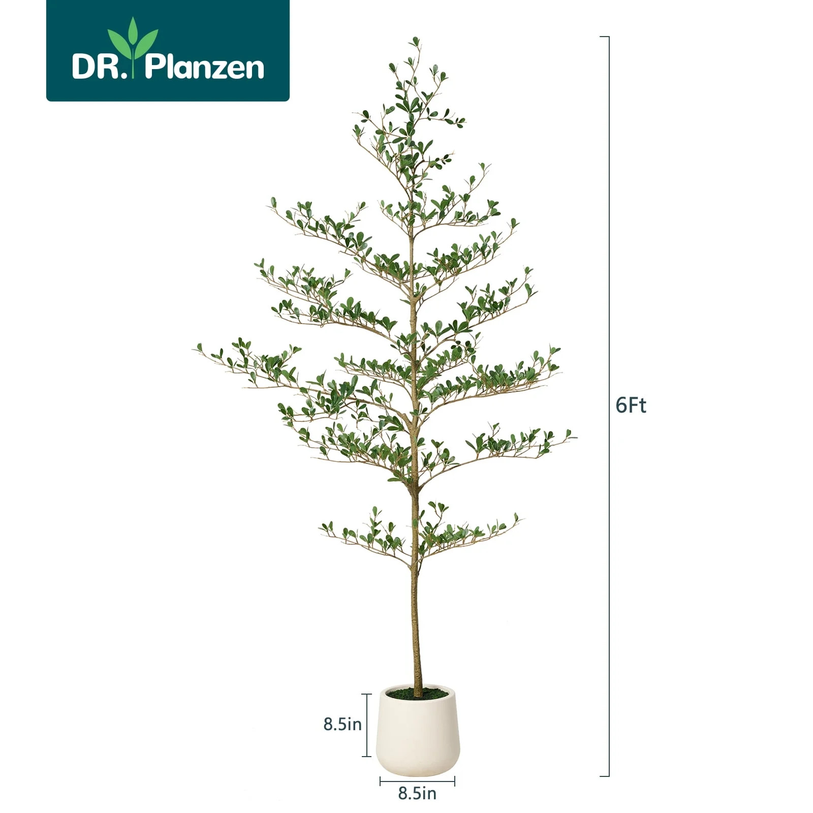 DR.Planzen 6FT Artificial Black Olive Tree with UV-Resistant Silk Leaves & White Planter, Tall Ar... | Walmart (US)