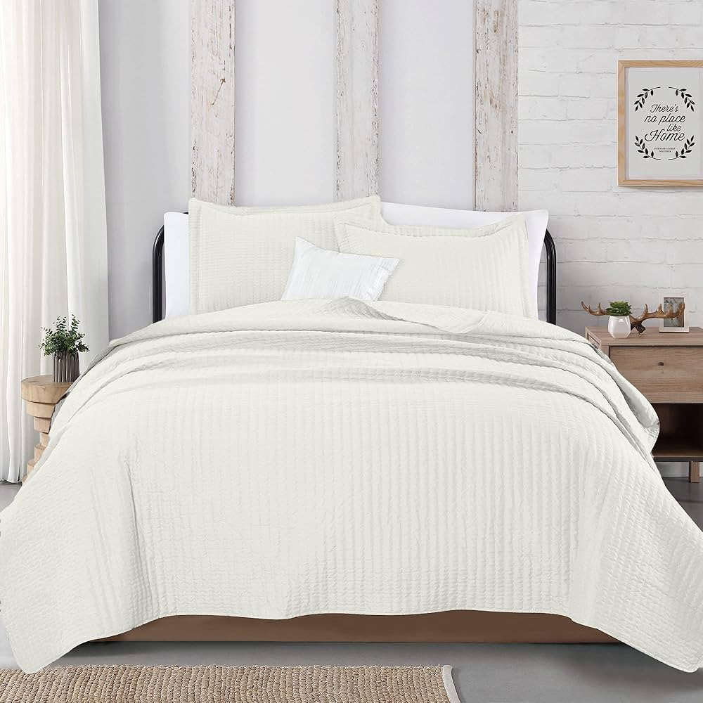 Great Bay Home 3-Piece Detailed Channel Stitch Quilt Set with Shams. All Season Bedspread Quilt S... | Amazon (US)