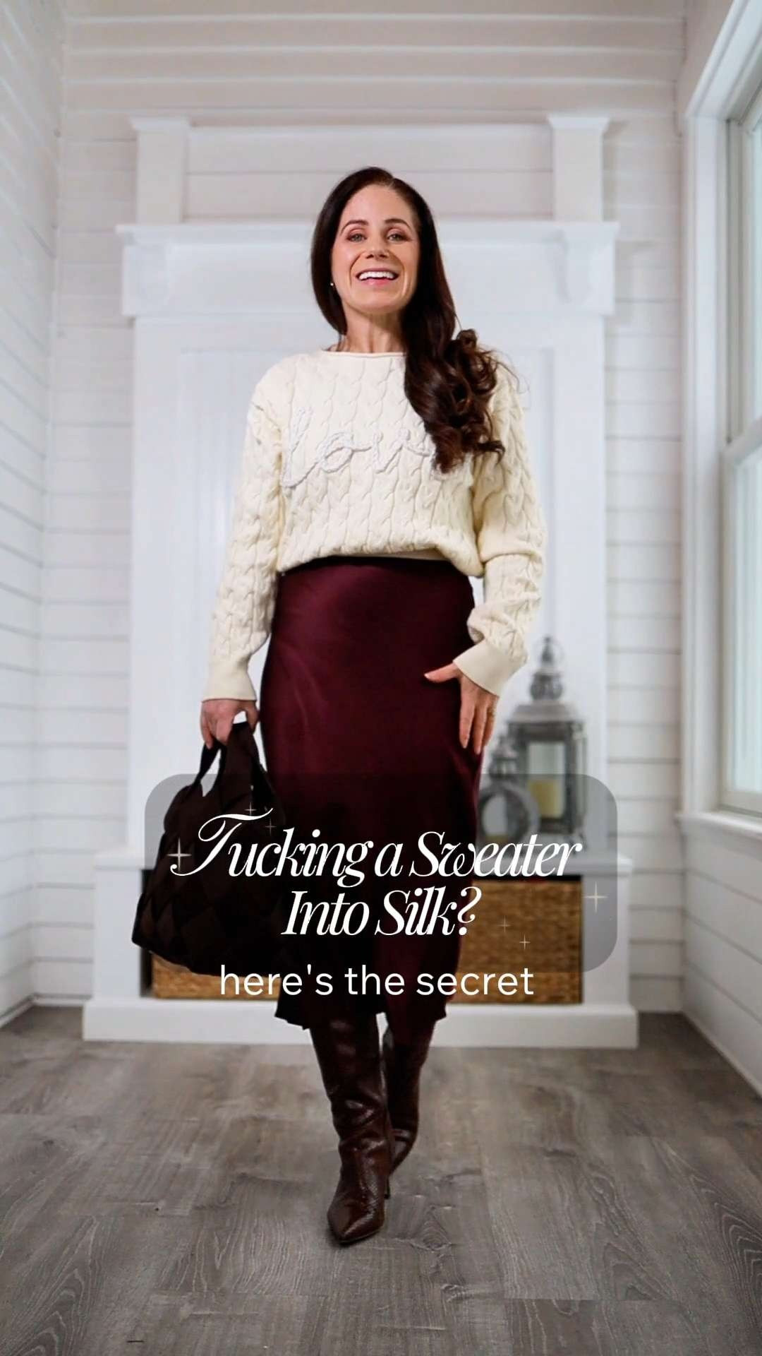 Tucking a sweater into a silk skirt? Here's the secret to avoiding lumps and bumps - Get yourself a tucking belt! They're affordable and easy to snag on Amazon. Tuck your top into the belt, rather than the skirt itself and be sure to build a smooth foundation by wearing shaper shorts underneath. Linking all the tools I use to create a streamlined silk midi skirt look. 

 #LTKOver40 #LTKPetite #LTKWorkwear