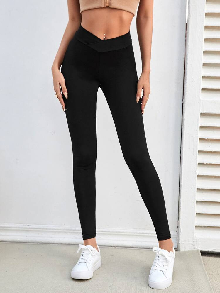Wideband Waist Solid Leggings | SHEIN