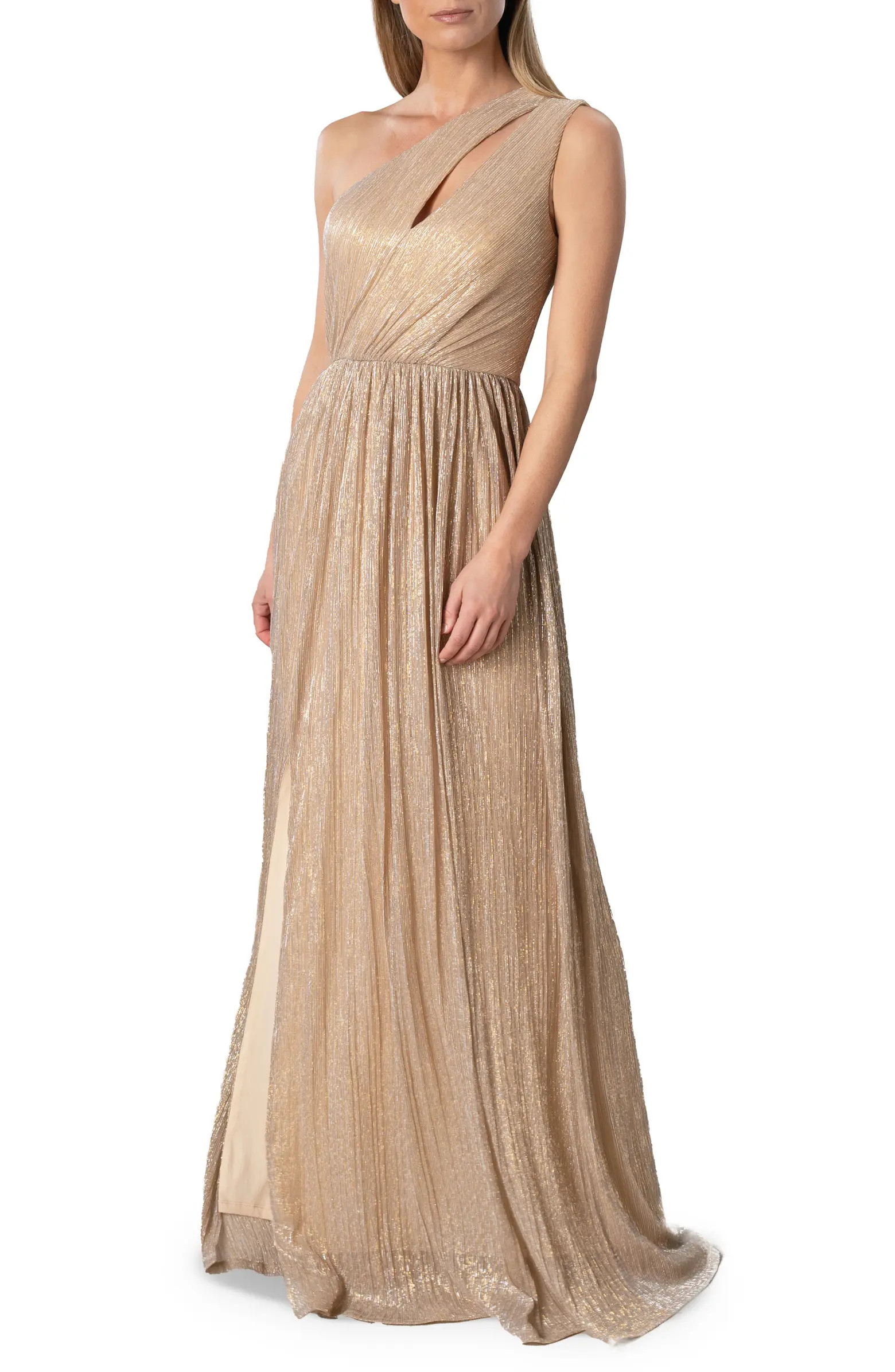 Kienna Shimmer Cutout Detail One-Shoulder Gown | Nordstrom