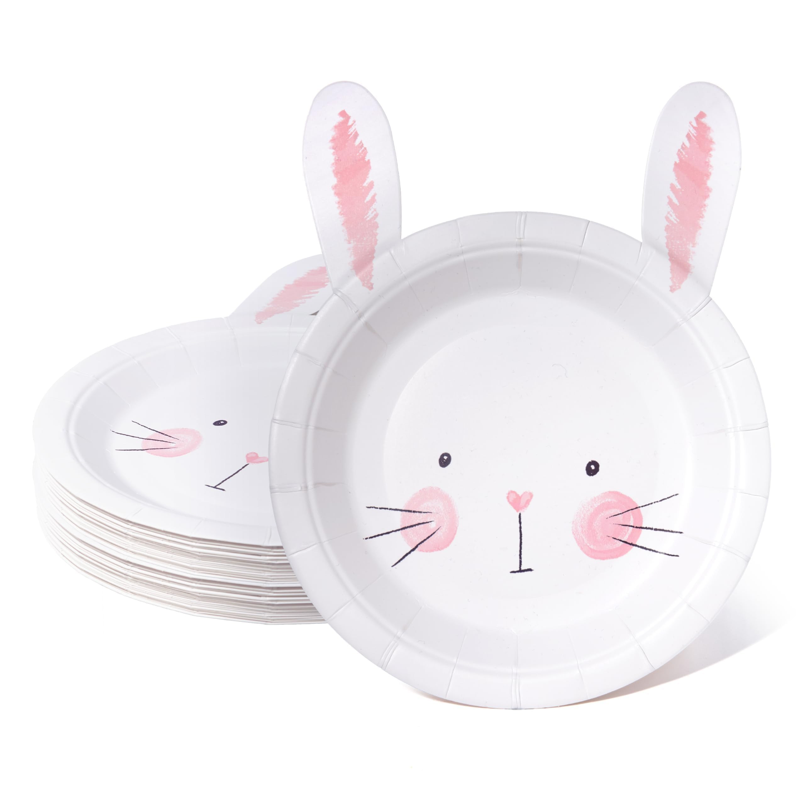 Cheerland Bunny Plates in Pink Bunny Birthday Decorations Easter Paper Plates Bunny Shaped Party ... | Amazon (US)