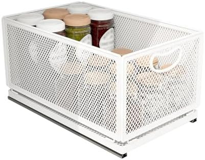 Sliding Cabinet Basket Organizer Drawer Self Adhesive Slide out Pantry Shelves Heavy Duty Carbon ... | Amazon (US)