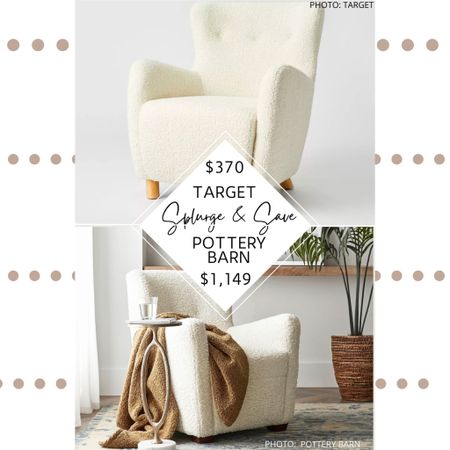 🚨Brand new find🚨 Pottery Barn’s Hart Upholstered Armchair features a vintage shape, wingback arms, button tufts, rubber wood legs, and comes in performance and teddy faux fur fabrics.

Target’s Kessler Wingback Faux Shearling Accent Chair in Cream is part of the Threshold Studio McGee collection and features wingback arms, cream faux sherpa, button tufts, and wood feet.

#targetfinds #targethaul #targethome #targethaul2023 #targethauls #targetmusthaves #targetfashion #targethomedecor #targetstyle #targetclothes #targetrun. Target furniture. Pottery barn dupes. Pottery Barn inspired. Modern traditional home. Transitional home decor. Pottery Barn home. Amber Interiors Lido Armchair dupe. Pottery Barn Hart Upholstered Armchair dupe. Target Kessler Wingback Faux Shearling Accent Chair , sherpa armchair, faux sherpa armchair, shearling armchair, boucle chair, boucle side chair, boucle reading chair, boucle accent chair. Shearling furniture. Boucle furniture. Pottery Barn furniture. Pottery Barn living room. Target finds. Target dupes. 

#LTKhome #LTKFind #LTKsalealert