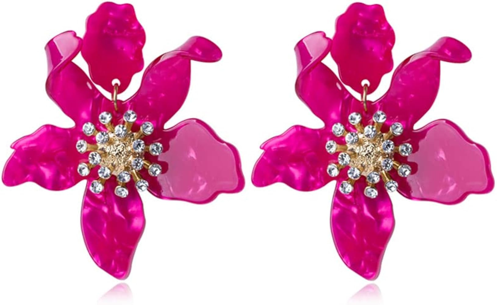 Unique Bohemian Oversized Acrylic Resin Flower Dangle Drop Earrings Summer Retro Large Sparkly Ha... | Amazon (US)