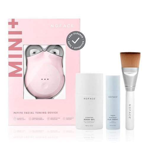 NuFACE MINI+ Microcurrent Facial Device Kit - FDA Cleared Face Sculpting & Skin Tightening Device to Contour, Lift & Tone + Microcurrent Gel Activator & Silk Creme - Sandy Rose | Amazon (US)