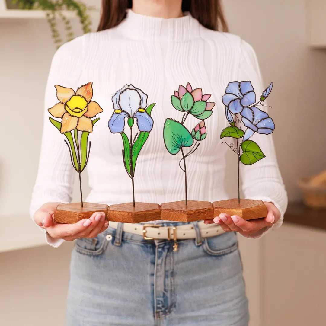 Stained Glass Birth Flower Plant Stake – Handmade Mothers Day Gift - Etsy | Etsy (US)