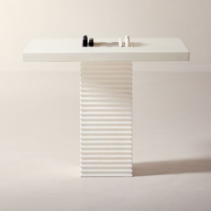 Check White Swirled Resin Game Table | CB2 | CB2