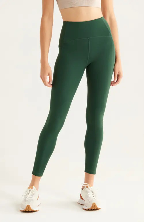 Zella Studio Luxe High Waist Pocket 7/8 Leggings in Green Park at Nordstrom, Size X-Small | Nordstrom