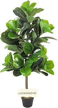 LACKINGONE 4ft Faux Fiddle Leaf Fig Tree Artificial Fake Plant Tree Fake Leaves Fig Leaves Artifi... | Amazon (CA)