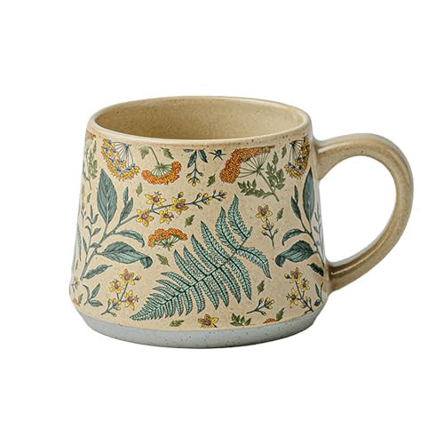 QIXCOZTI Ceramic Coffee Mug, 13oz Floral Design Pottery cute mugs, Ideal Gift for Women unique vintage pretty coffee mugs (Summer Whisper) | Amazon (US)