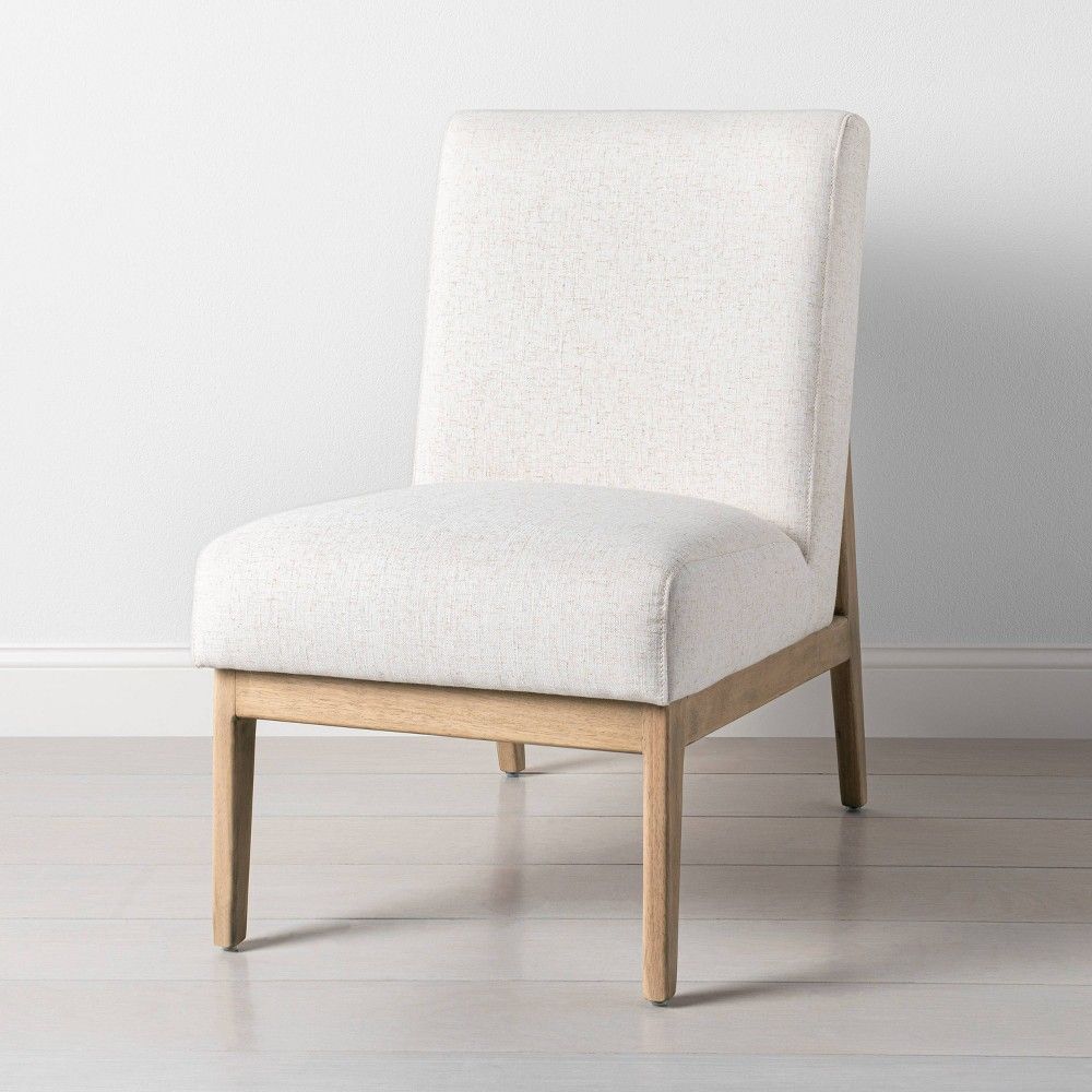 Upholstered Natural Wood Slipper Accent Chair Oatmeal - Hearth & Hand with Magnolia | Target