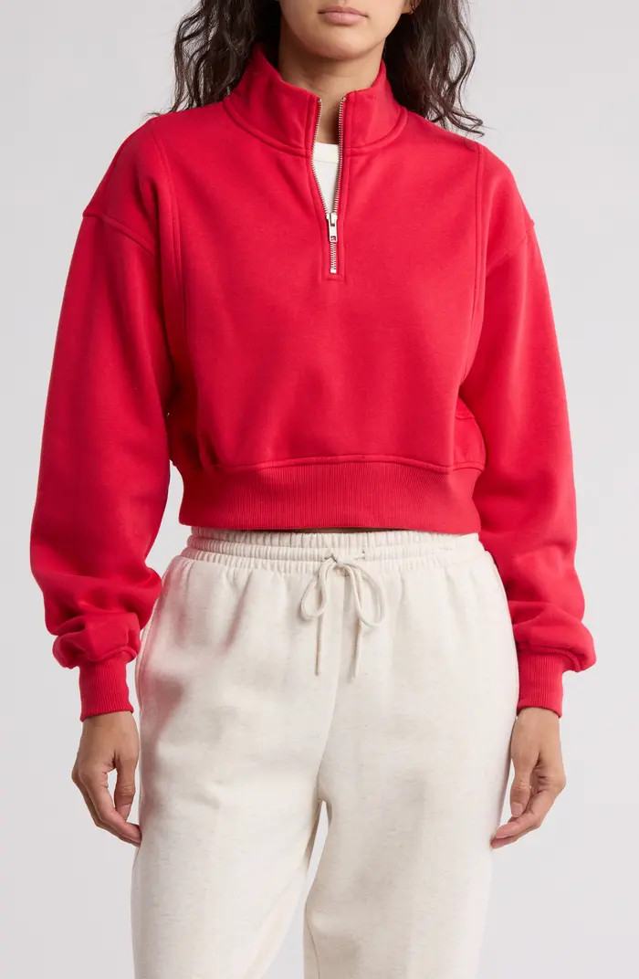 Cropped Seamed Quarter Zip Pullover | Nordstrom Rack