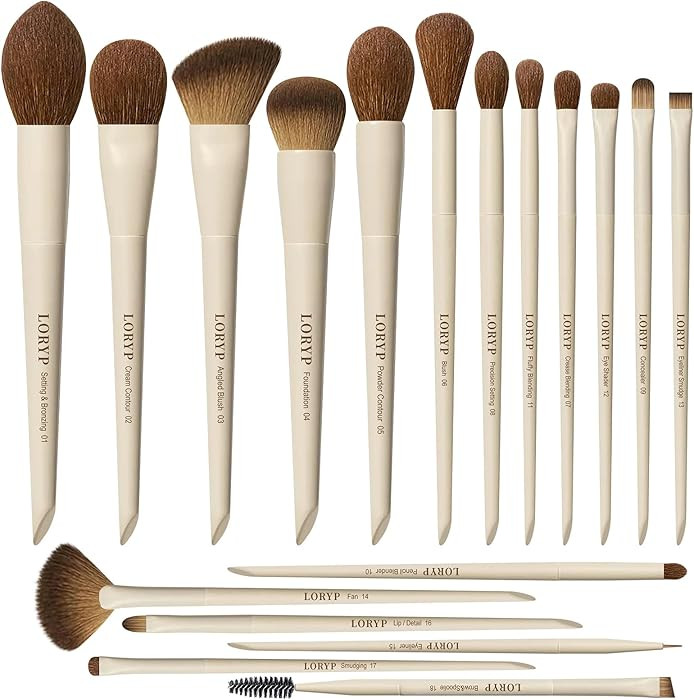 LORYP Makeup Brushes Set Labeled 18 Piece Face and Eye Brush Set Ultra soft hair Foundation, Conc... | Amazon (US)