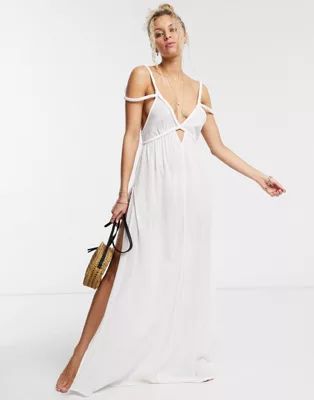 ASOS DESIGN plait maxi beach dress in textured white | ASOS (Global)
