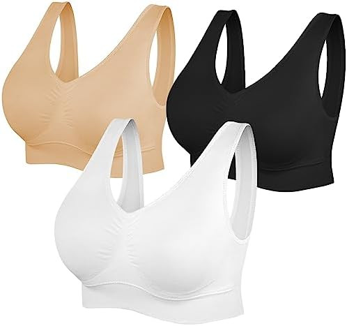 Womens Sports Bras, Yoga Comfort Seamless Stretchy Sports Bra for Women 3 Pack | Amazon (US)