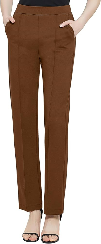 Urban CoCo Women's Yoga Dress Pants Stretchy Casual Slacks Straight Leg Work Pants with Pockets | Amazon (US)