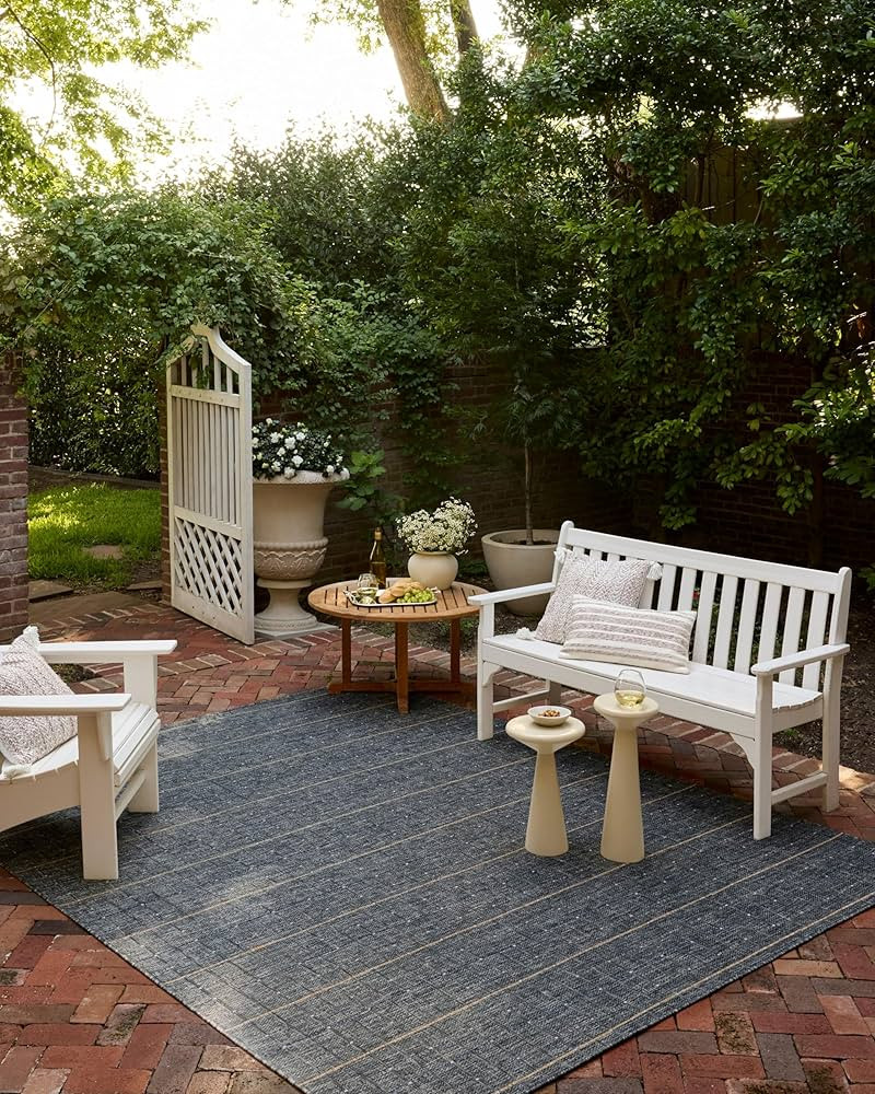 Loloi Birch Collection BIR-02 Sky/Wheat 7'-10" x 10', .25" Pile Height, Area Rug, Indoor/Outdoor,... | Amazon (US)