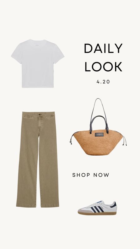 Daily Look 4.20 | white tee, khaki pants, straw tote, adidas samba sneakers

Spring outfit
Spring style
Classic style
Neutral outfits

#LTKshoecrush #LTKfindsunder100 #LTKxMadewell