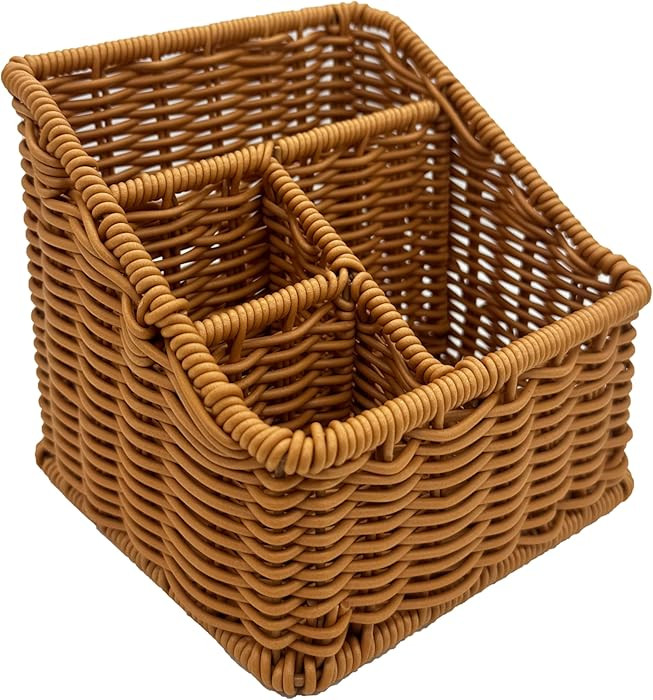 Rattan Remote Control Holder, Wicker Desk Organizer Basket for TV Remotes, Office Supplies, Makeu... | Amazon (US)