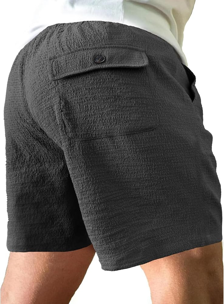 HOTake Men's Casual Shorts Drawstring Elastic Waist Shorts Summer Beach Jogging Seersucker Textur... | Amazon (US)