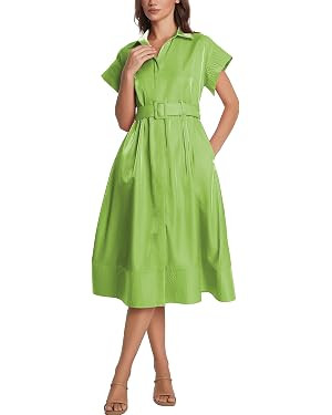 Ladyful Women Casual Button Down Shirt Dress Short Wing Sleeve Buiness Midi Shirt Dress with Belt... | Amazon (US)