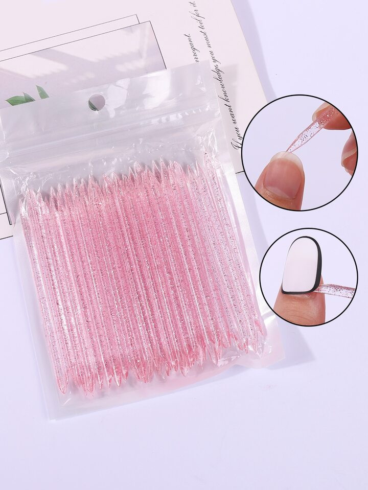 50pcs/pack Pink Double-ended Crystal Dotting & Glue Picking Pen With Orange Wood Stick, Jelly Pol... | SHEIN