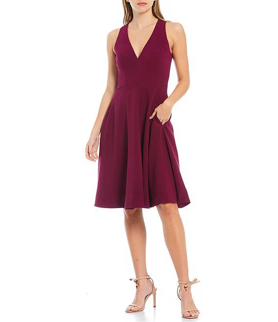 Dress the Population Catalina Crepe V-Neck Sleeveless A-Line Dress | Dillard's | Dillard's