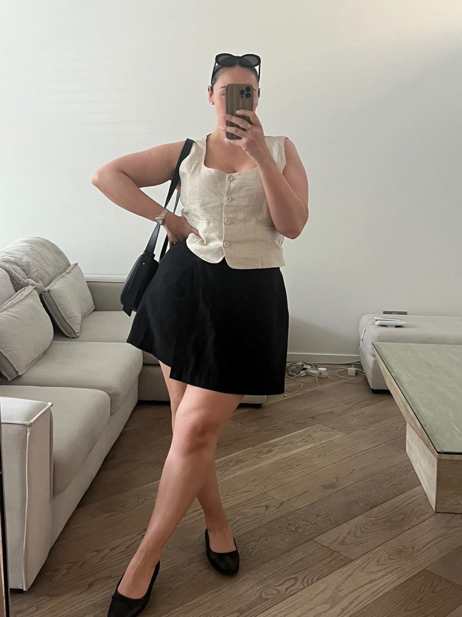 Waist coat Top - Dissh
Skort - Uniqlo
Bag - Polene 
Shoes - Zara
Sunglasses - Loewe

#LTKcurves #LTKsummer #LTKmidsize