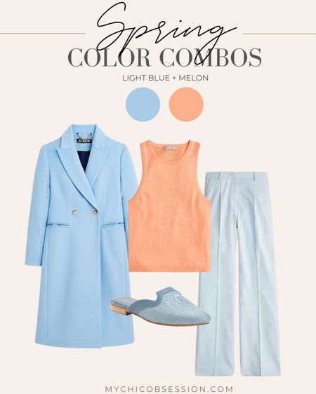 Embrace spring by trying a light blue and melon color combo! The soft light blue breathes a cool, refreshing vibe, while melon adds a punchy, warm contrast. Perfect for a spring day outfit. This combo screams spring, freshness, and style!

#LTKstyletip #LTKSeasonal