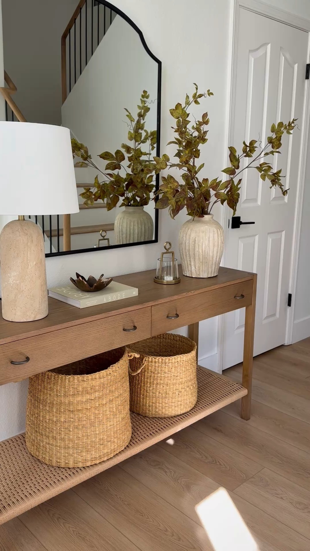 Way Day sale alert. My console table is on sale, plus free shipping with white glove delivery. Love the warm wood and the woven detail. It has been a LTK favorite. 

Entryway styling, console table decor, organic modern decor, table lamp, vase, fall home decor  

#LTKHome #LTKSaleAlert #LTKSeasonal