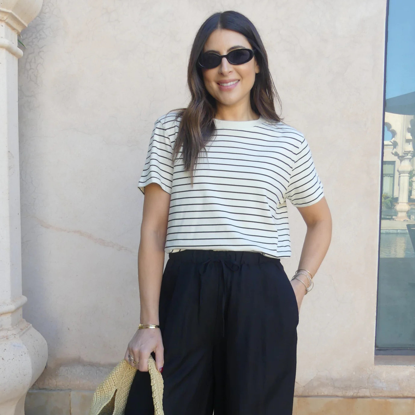 THE ULTIMATE STRIPE T-SHIRT - CREAM / BLACK | WAT The Brand