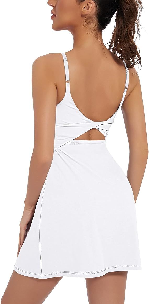 Tennis Dresses for Women, Backless Tennis Workout Dress with Built in Shorts and Bra for Athletic... | Amazon (US)