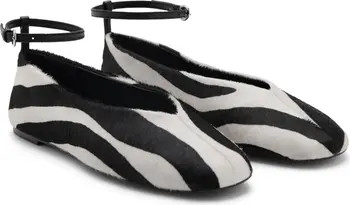 Genuine Calf Hair Ankle Strap Flat (Women) | Nordstrom