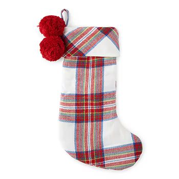 North Pole Trading Co. 20" White Tartan Christmas Stocking | JCPenney