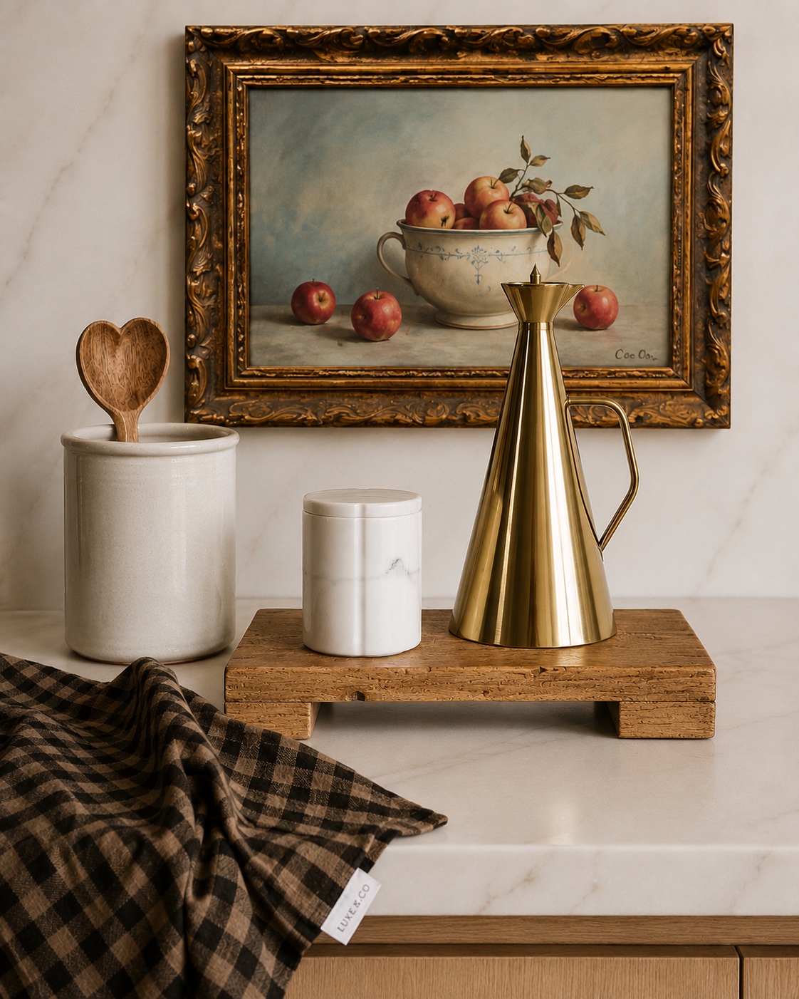 Small shop kitchen finds I’m loving lately—these elevated everyday pieces instantly make your kitchen feel styled without trying too hard. This wood pedestal is BACK IN STOCK. It along with the ceramic garlic keeper and gingham towel, everything is functional but still gives that warm organic modern look I’m always going for. If you love simple, cozy kitchen styling that actually feels livable, these are such good pieces to add. Follow me on LTK for daily home decor, Amazon finds, and outfit inspo.

#LTKSaleAlert #LTKHome