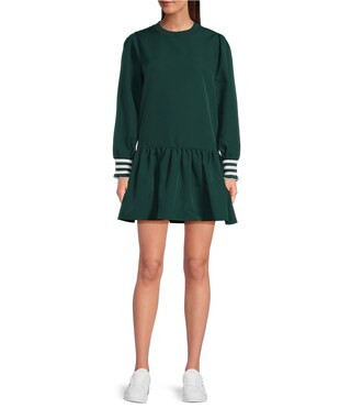 Vine Solid Ivy Crew Neck Long Sleeve A-Line Dress | Dillard's