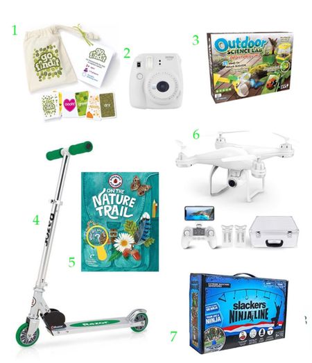 Kids gift ideas! I love these gift ideas all designed to get them outside. The best part? So many of these items are already on sale! This year as a family we wanted to focus on experiences and activities for our kids for the holidays and getting them away from screens. I love each and everyone one of these gifts and plan on giving them to our boys!

1. Outdoor Scavenger Hunt Kit
1. Instamax camera (my youngest will love this!)
3. Outdoor science lab
4. Razor A Kid Scooter 
5. Backpack explorer: on the nature trail 
6. Drone (technically uses a screen but amazing for exploring the outdoors) 
7. Ninjaline Intro Kit 

#kidgifts #kidgiftideas #kidgiftguide #ourdoorgifts #activitygifts #experiencegifts #boygifts #girlgifts #genderneutralgifts #STEM #STEMgifts #STEMgiftideas #kidgifts #kidtoys 

#LTKGiftGuide #LTKHoliday #LTKkids