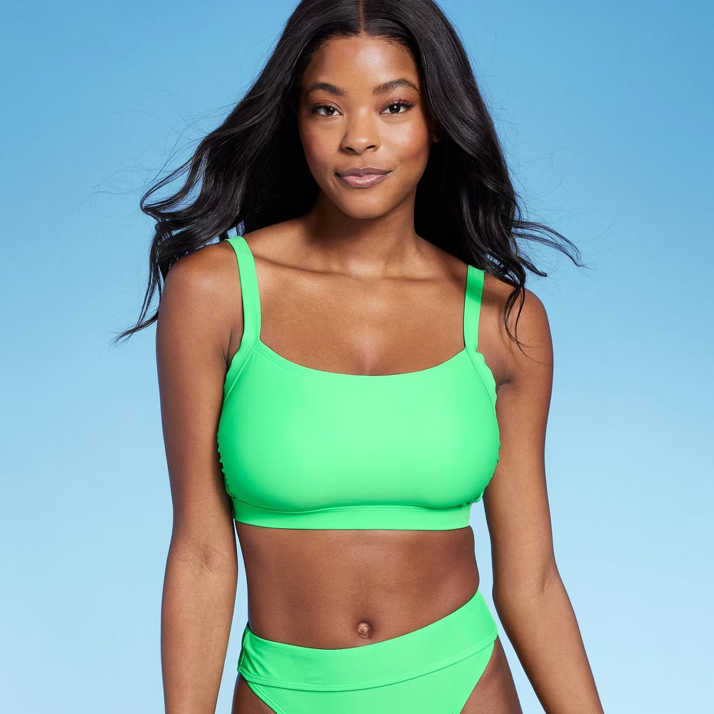 Women's Bralette Bikini Top - Xhilaration Lime Green D/DD Cup | Target