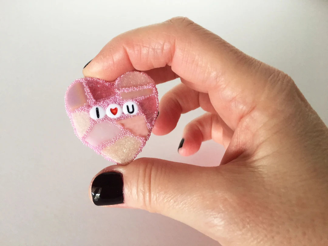 Small Pink Conversation Heart I Love You Glass Tile Stained Valentines Day Galentines Mosaic Hear... | Etsy (US)