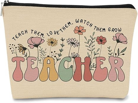Teacher Appreciation Gifts, Thank You Teacher Gift Vintage Wildflowers Floral Cosmetic Bag, 60s 7... | Amazon (US)