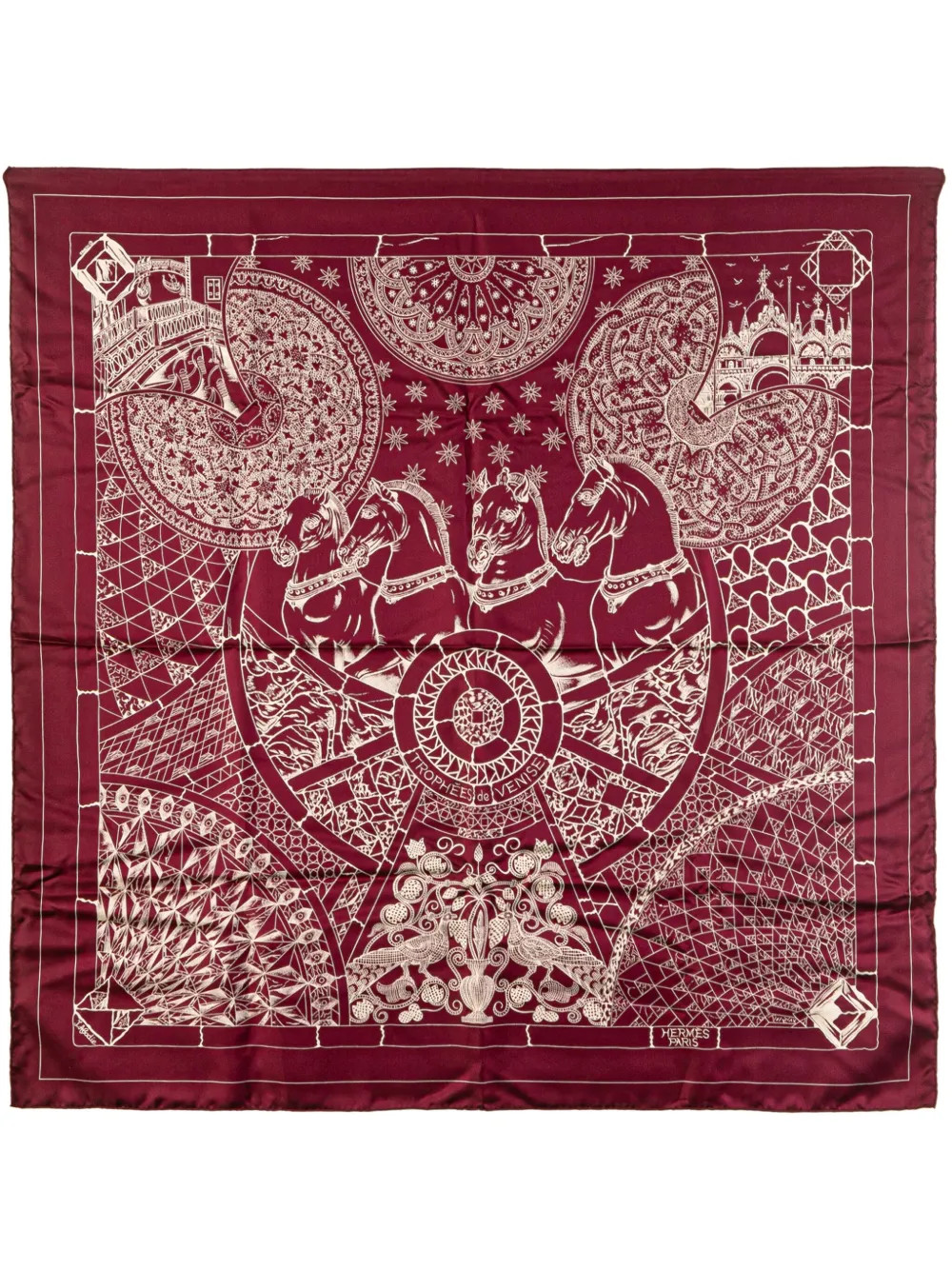 Hermès Pre-Owned 20th Century Trophees De Venise Silk Scarf Scarves | Red | FARFETCH | Farfetch Global