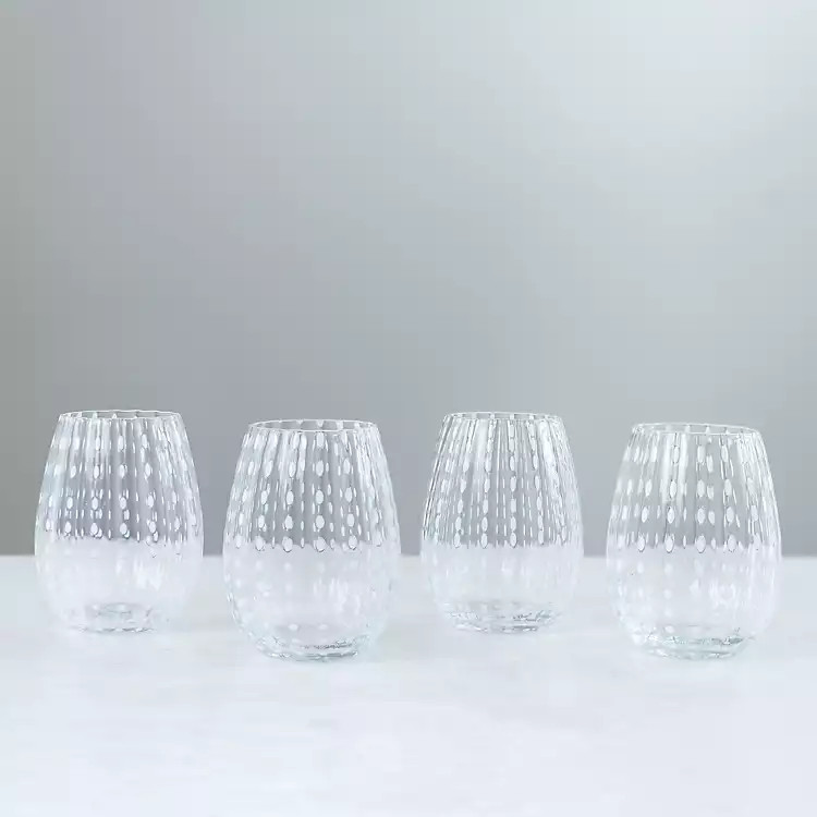 New! Clear Urchin 4-pc. Stemless Wine Glass Set | Kirkland's Home