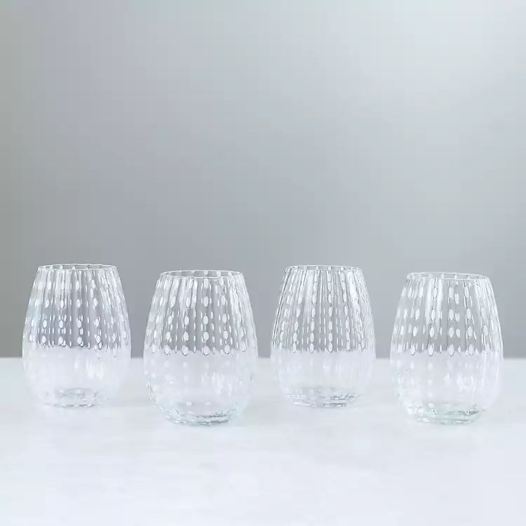 New! Clear Urchin 4-pc. Stemless Wine Glass Set | Kirkland's Home