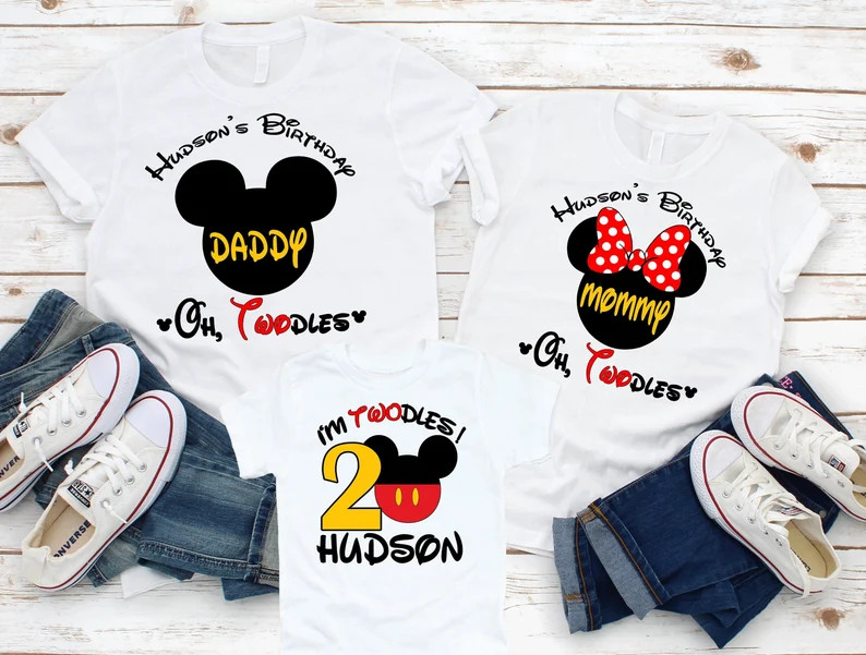 Im Twodles Birthday Shirt, Mickey Minnie Mouse Shirt, 2nd Birthday Shirt for Boy and Girl, Custom... | Etsy (US)