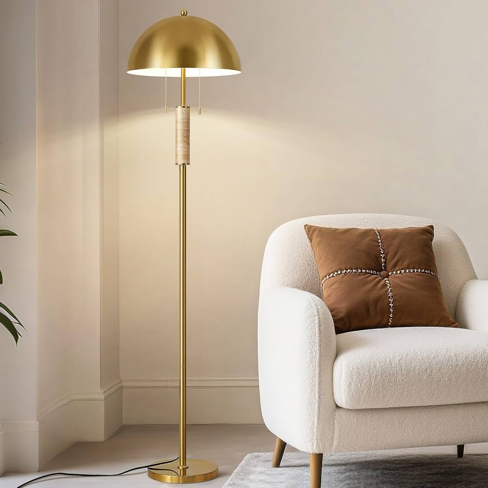 Modern Floor Lamp for Living Room - 62" Tall Standing Lamp Mid Century Gold Corner Floor Lamp wit... | Amazon (US)