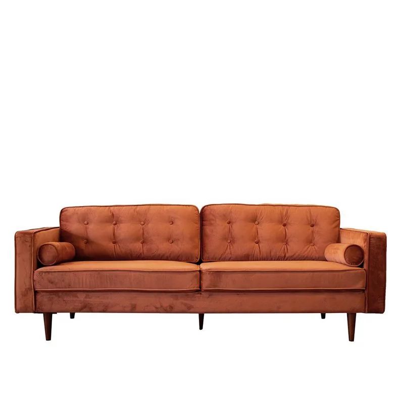 Mid-Century Modern Harriet Burnt Orange Velvet Sofa | Walmart (US)