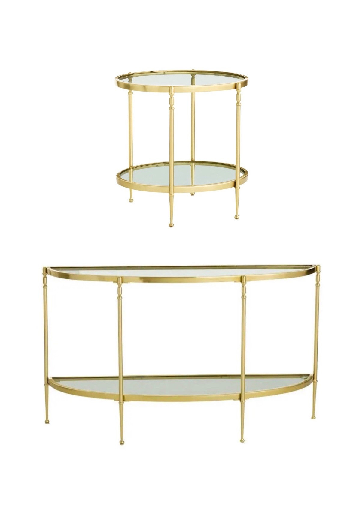 affordable accent table and console table ✨ gold demilune console, gold accent table, gold and glass, living room furniture