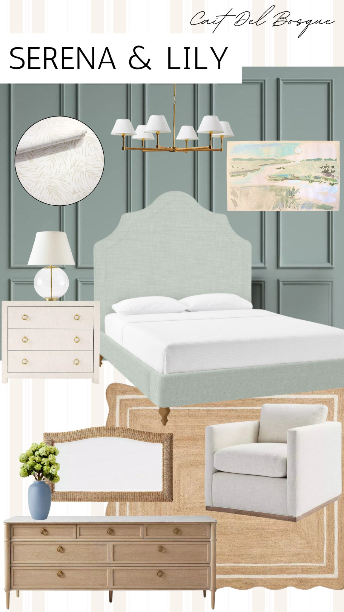 Transform your bedroom into a serene sanctuary with soft, neutral tones and cozy textures. Crisp white bedding paired with plush, oversized throw pillows and textured scalloped area rug for a perfect cozy vibe. This minimalist aesthetic with sleek furniture and calming, natural elements create the ultimate restful space. Embrace the power of calming neutrals, luxe linens, and organic textures to bring tranquility into your daily routine.

#BedroomInspo #HomeDecor #BedroomDesign #scalloped rug #serenaandlily #nightstand #wooddresser #dresser #mirror #accentchair #wallart #wallpaper #chandelier #LuxeBedding

#LTKHome